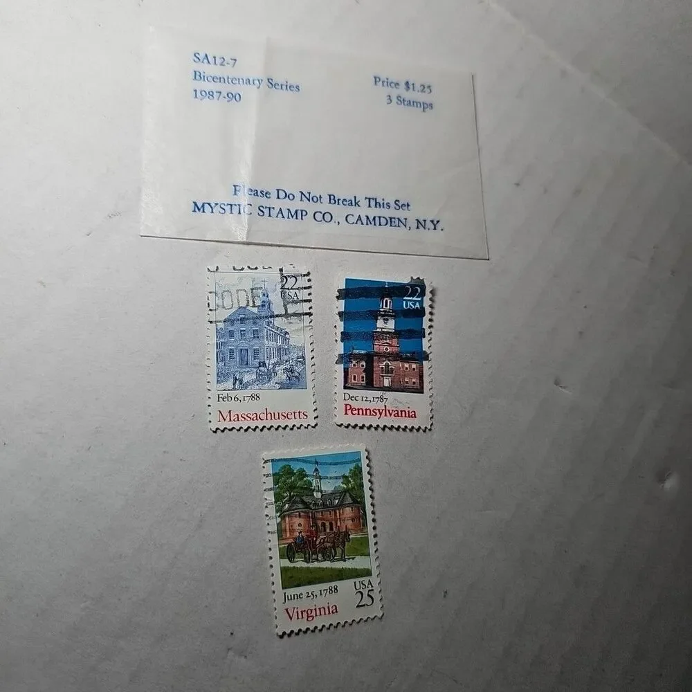 U.S. 1987-90 Commemorative Year Bicentenary Series Sa12-7 Set Of 3 Stamps